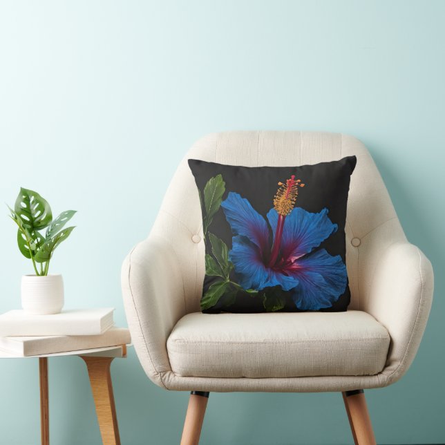 "Serene Bloom: Beauty of Blue Hibiscus Flowers Kudde (Stol)