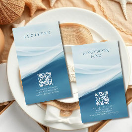 Serene Blue Abstract Beach Wedding Regirstry Tilläggskort