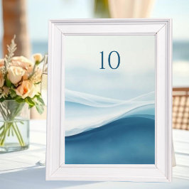 Serene Blue Abstract Wedding Table Numbers Bordsnummer