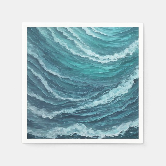 Serene Blue and Grönt Abstrakt Pappersservett (Framsidan)