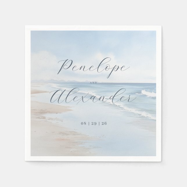 Serene Blue Beach Waves Pappersservett (Framsidan)