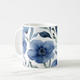 Serene Blue-Blommigt Kaffemugg