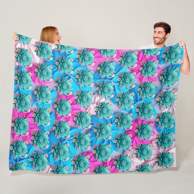 "Serene Blue Blooms" Fleecefilt (På plats)