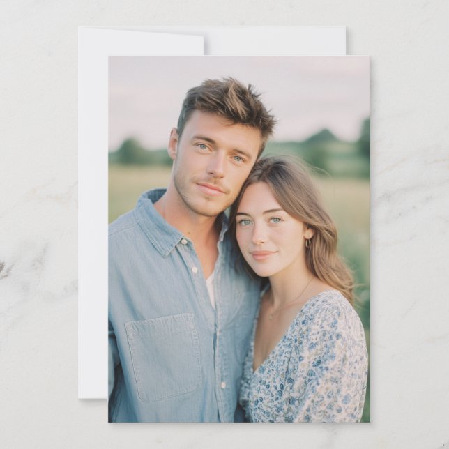 Serene Blue Floral Photo Inbjudningar (Framsida)