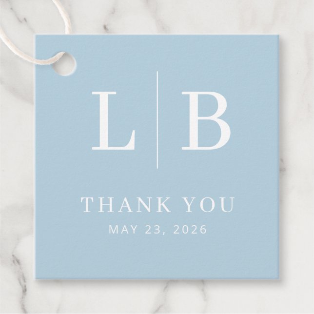 Serene Blue Initials Thank You Gåvor Etiketter (Framsida)