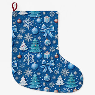 Serene Blue Jul Wrapping Pappra Mönster Stor Julstrumpa