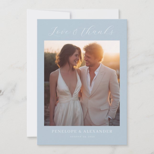 Serene Blue Minimalist Photo Tack Kort (Framsida)