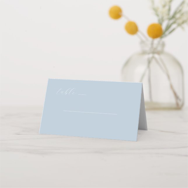 Serene Blue Minimalist Table Sign Placeringskort (Framsida)