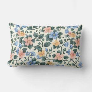 Serene Blue- och Grönt-Blommigtar Lumbarkudde