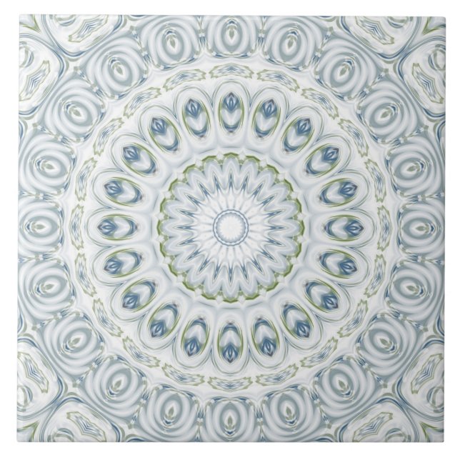 Serene Blue och Grönt Mandala Mönster Design Kakelplatta (Framsidan)