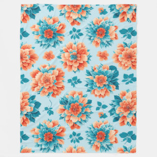Serene Blue- och Orange-Blommar: Naturens ömtåliga Fleecefilt