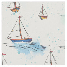 Serene Blue Red Sailing Boats on Sea Mönster