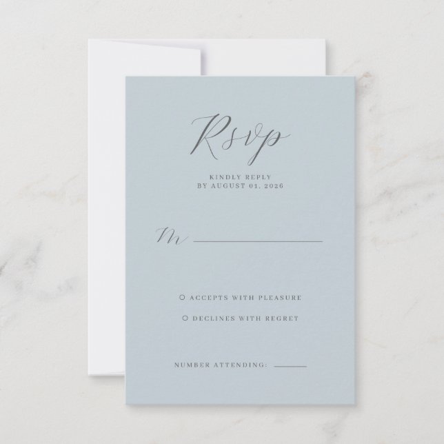 Serene Blue RSVP Card OSA Kort (Framsida)