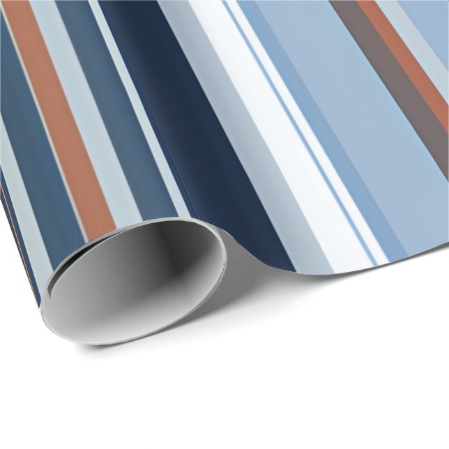Serene Blue Stripe Gift Wrap - Tranquil Presentpapper (Rullad Hörn)