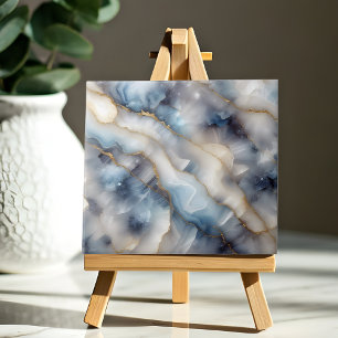 Serene Blue Swirls och Delicate Guld Veins Kakelplatta