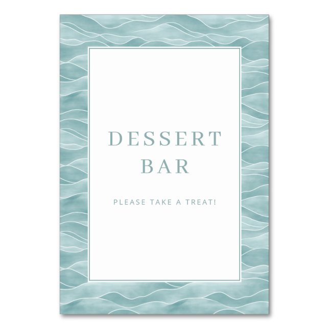 Serene Blue Water Wave Dessert Bar Sign Bordsnummer (Framsidan)