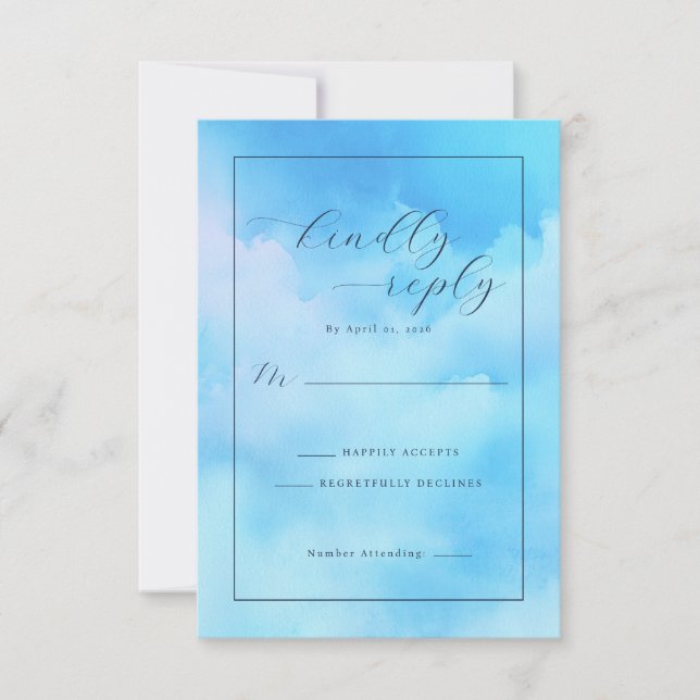 Serene Blue Watercolor Calligraphy OSA Kort (Framsida)