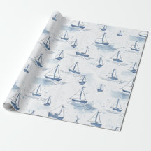 Serene Blue White Sailing Boats on Sea Mönster