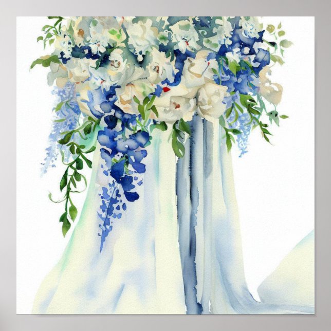 Serene Blues, Möhippa Cascading Bouquet 1 Poster (Framsidan)