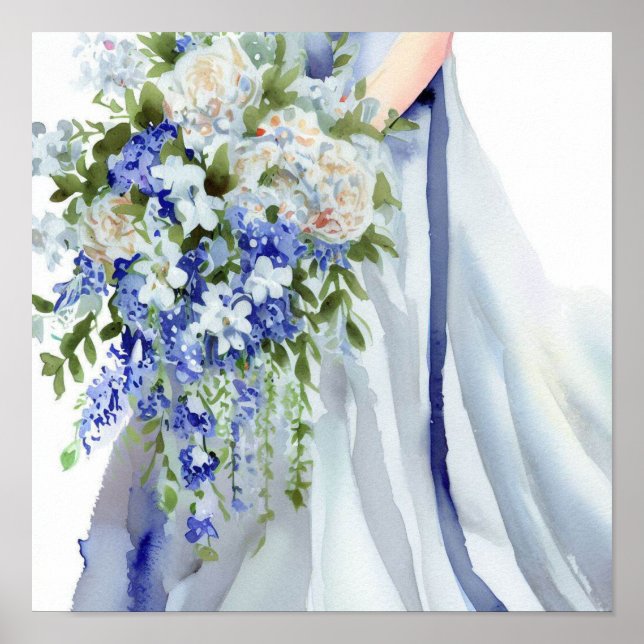 Serene Blues, Möhippa Cascading Bouquet 2 Poster (Framsidan)
