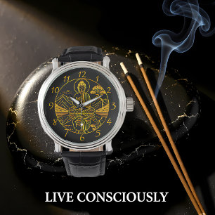Serene Buddha Figur reflekterar över Vatten i Tran Armbandsur