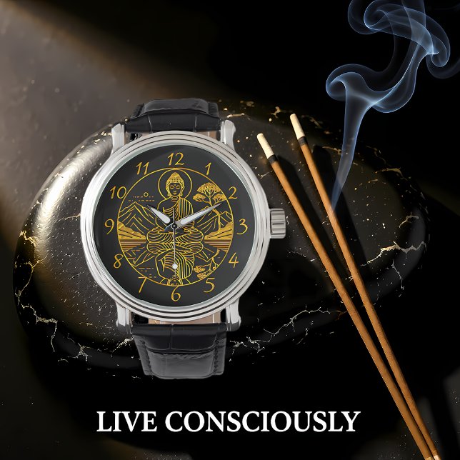 Serene Buddha Figur reflekterar över Vatten i Tran Armbandsur (Skapare uppladdad)