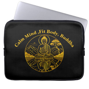 Serene Buddha Figur reflekterar över Vatten i Tran Laptop Fodral