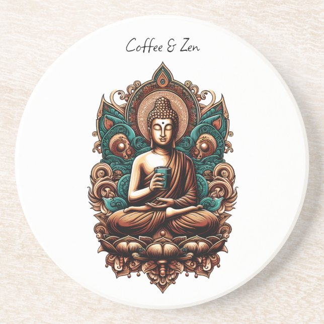 Serene Buddha, kaffe- och zenskulpturstat Underlägg (Framsidan)