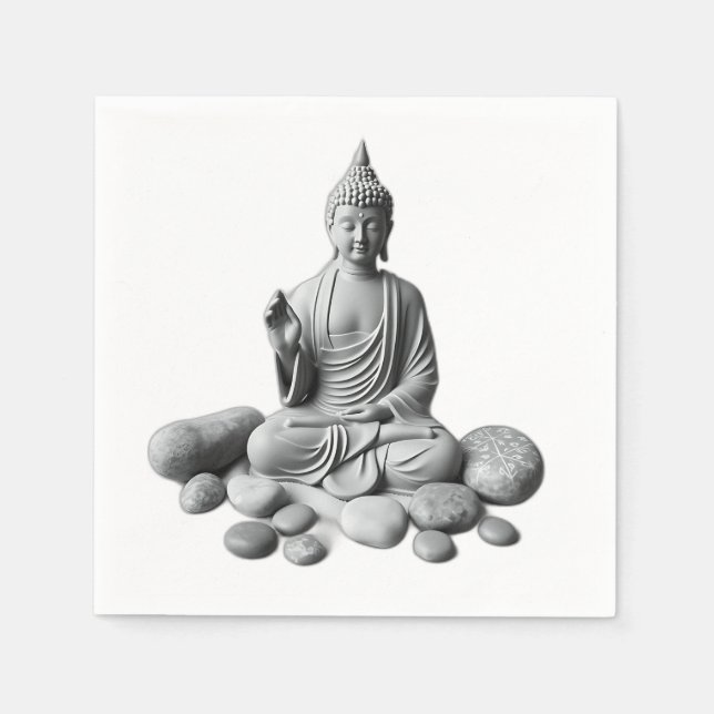 Serene Buddha med stenar och växter Pappersservett (Framsidan)