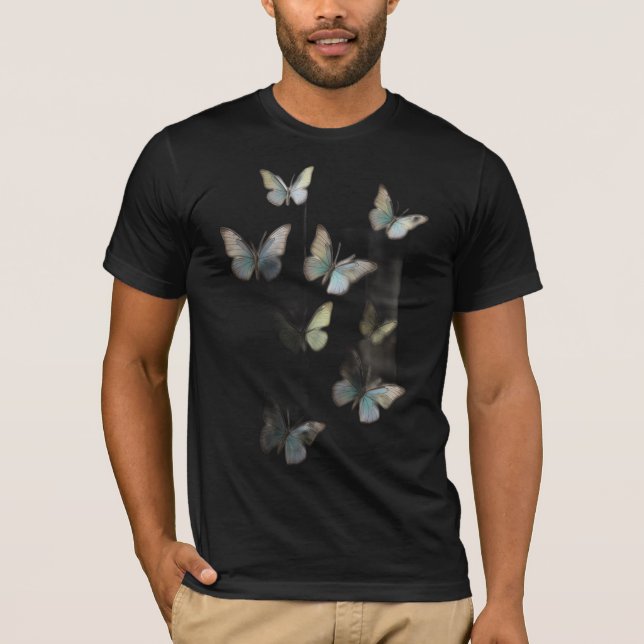 Serene Butterflies Natur T Shirt (Framsida)