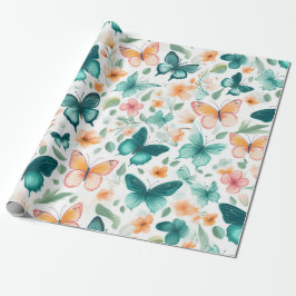 Serene Butterfly och Blommar Presentpapper