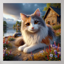 Serene Calico Cat i ett övergångsställe Poster