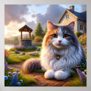 Serene Calico Cat i ett övergångsställe Poster