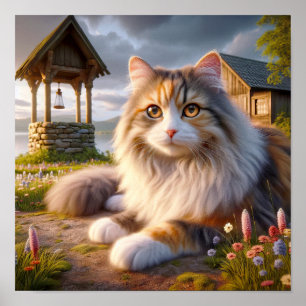 Serene Calico Cat i ett övergångsställe Poster