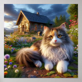 Serene Calico Cat i ett övergångsställe Poster