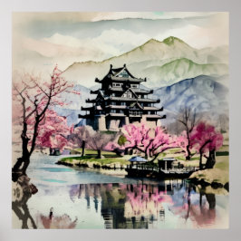Serene Castle On Lake(Spring) Poster