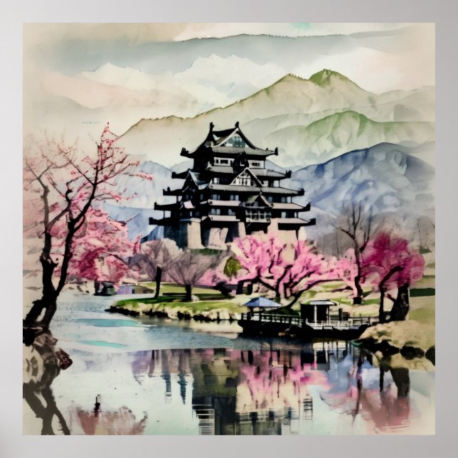 Serene Castle On Lake(Spring) Poster (Framsidan)