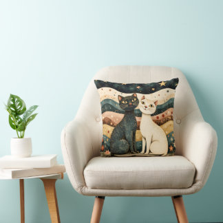 Serene Cats Throw Pillow Kudde