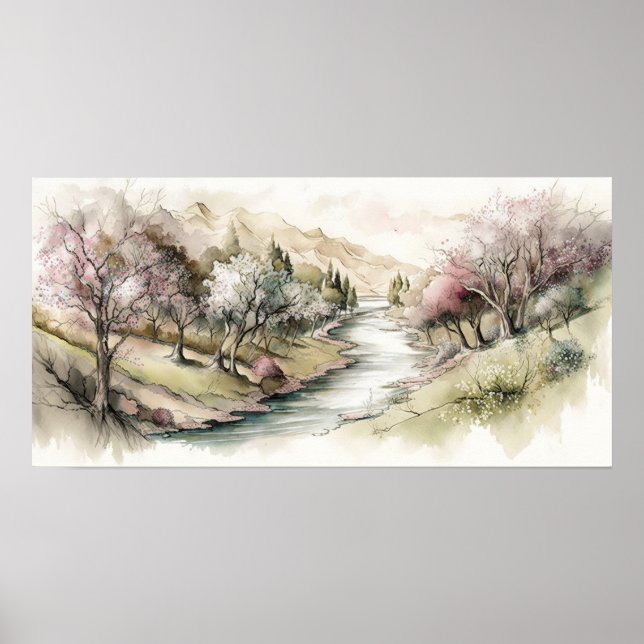 Serene Cherry Blommar Valley Poster (Framsidan)
