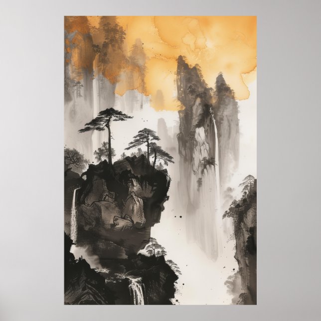 Serene Chinese Ligcape Painting Poster (Framsidan)