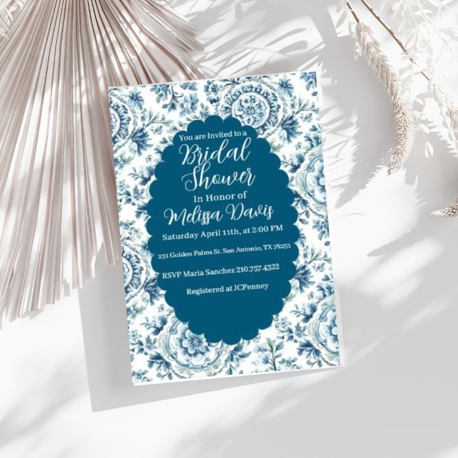 Serene Chinoiserie Bridal Shower Invitation Inbjudningar (Personalize this beautiful serene Chinoiserie Bridal Shower Invitation.)