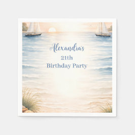 Serene Coastal Sail Birthday Pappersservett