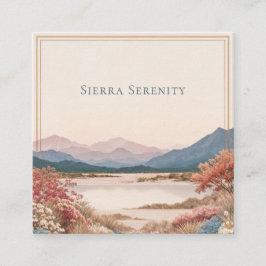 Serene Desert Bloom Landscape Gold Frame Rustic Fyrkantigt Visitkort