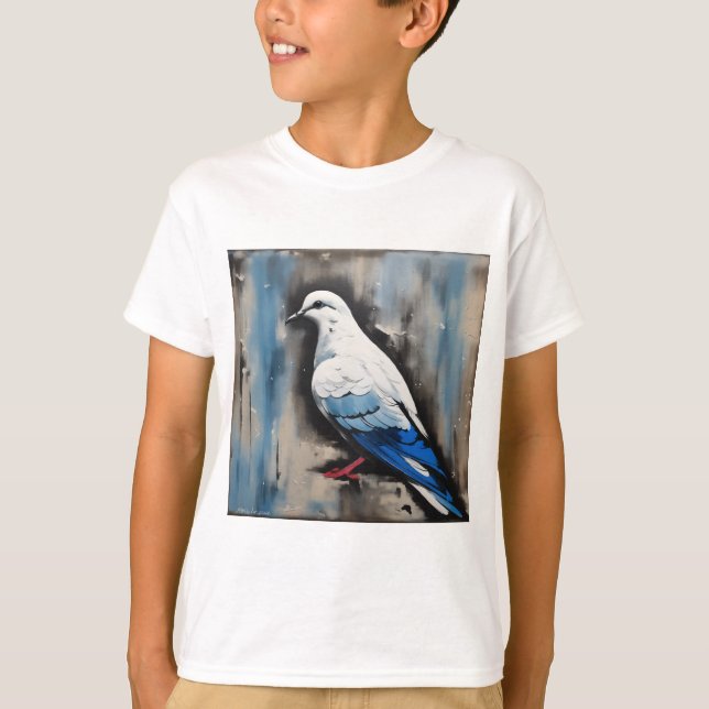 "Serene Dove of Peace: Acrylic Stil" T Shirt (Framsida)