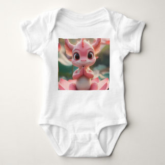 Serene Dragon på Lotus - Baby Bodykostym T Shirt