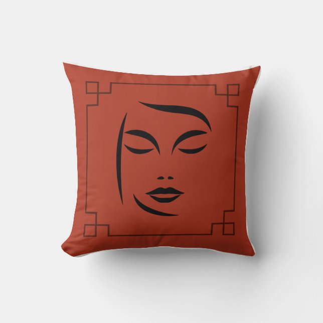 "Serene Dreams" Square Pillow - Closed Ögon Woman Kudde (Framsida)