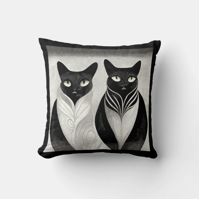serene elegant cat-bröder dekorativ kudde (Framsida)