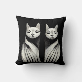 serene elegant cat sisters kattdjur syskon kudde