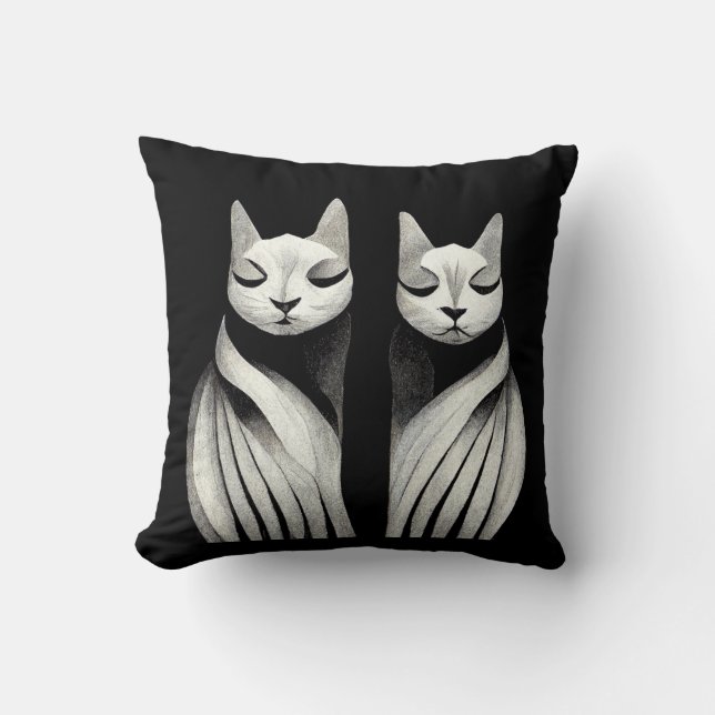 serene elegant cat sisters kattdjur syskon kudde (Framsida)