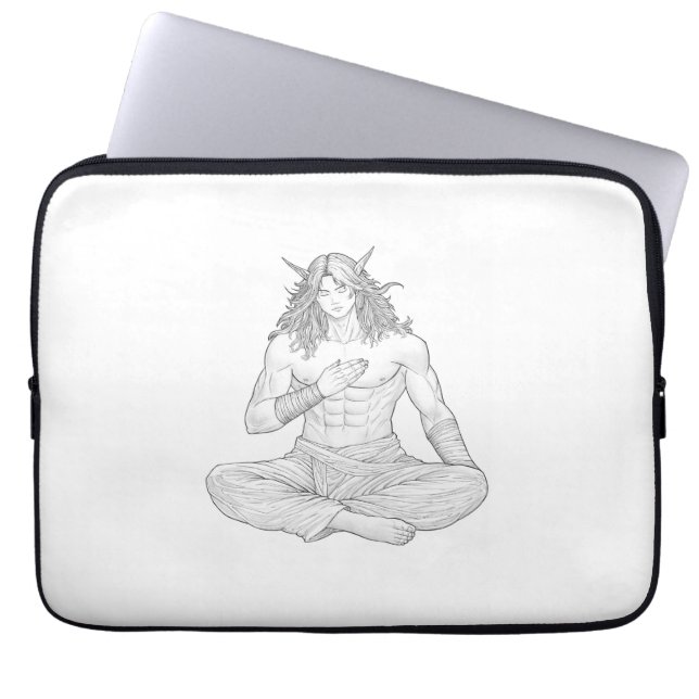 Serene Elf Warrior | Fantasy Anime Character Art Laptop Fodral (Framsidan)